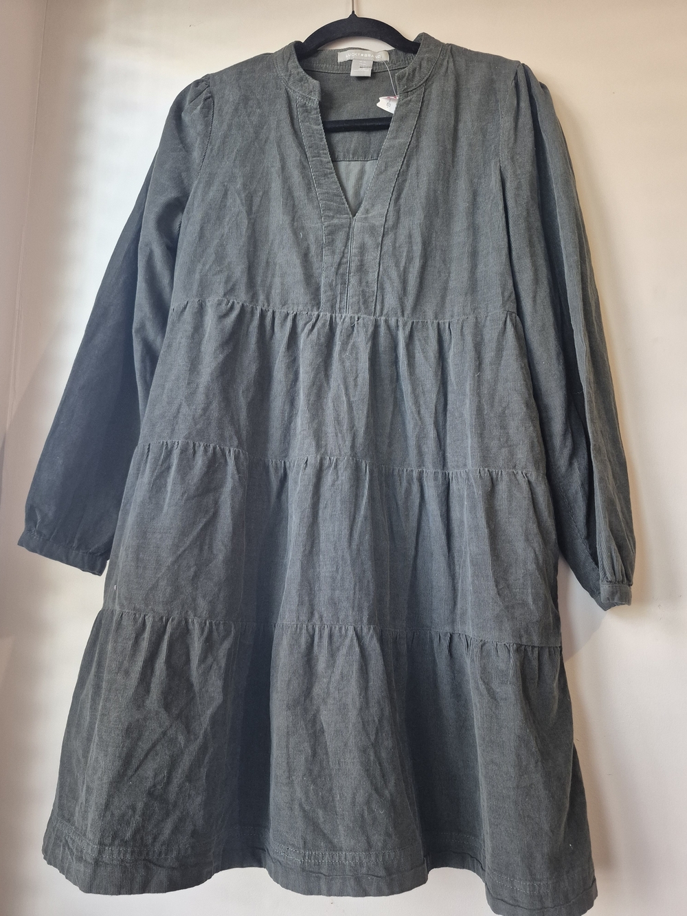 Lucky Brand Olive Green Corduroy Tiered Babydoll Dress XS NWT